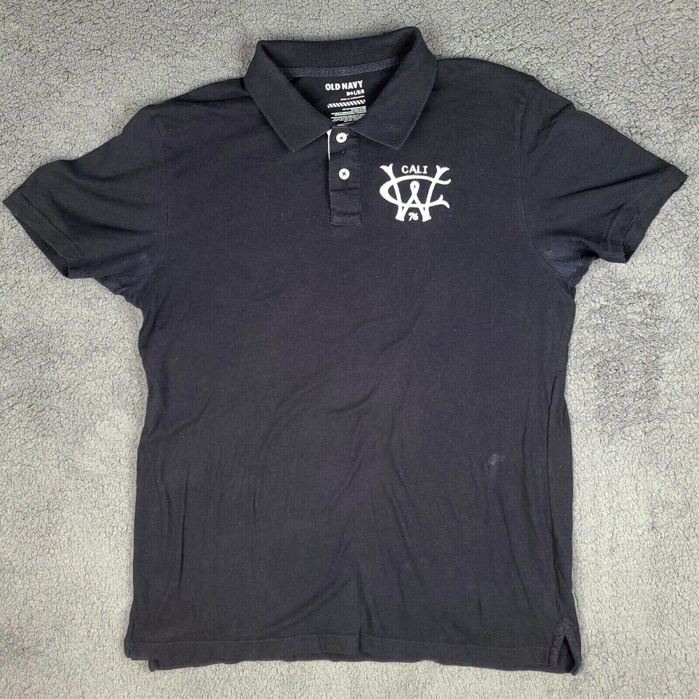 Old Navy Polo Shirt Men's Large Black‎ Cali '76 Embroidered